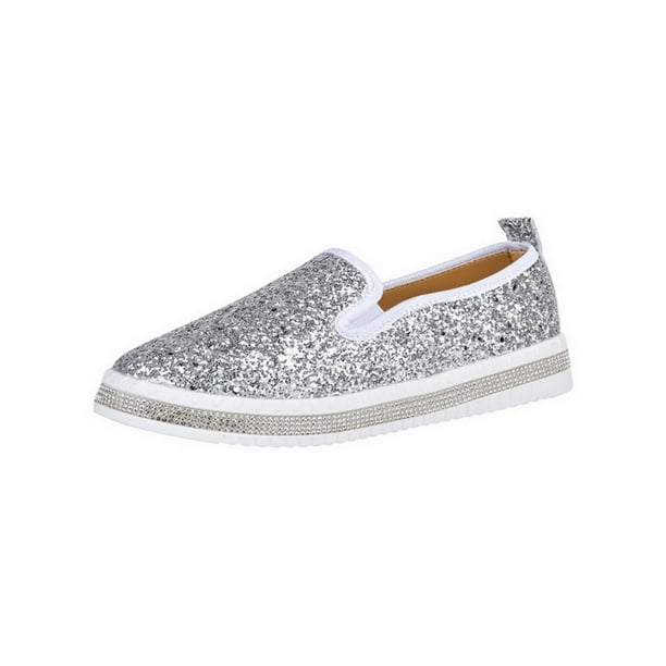 Women's Casual Glitter Sneakers Loafers Slip On Casual Sport Canvas Comfort Shoe
